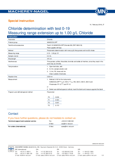 

SI Chloride up to 1.0

