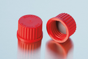 Screw cap, GL18, PBT, red, PTFE, 2stk