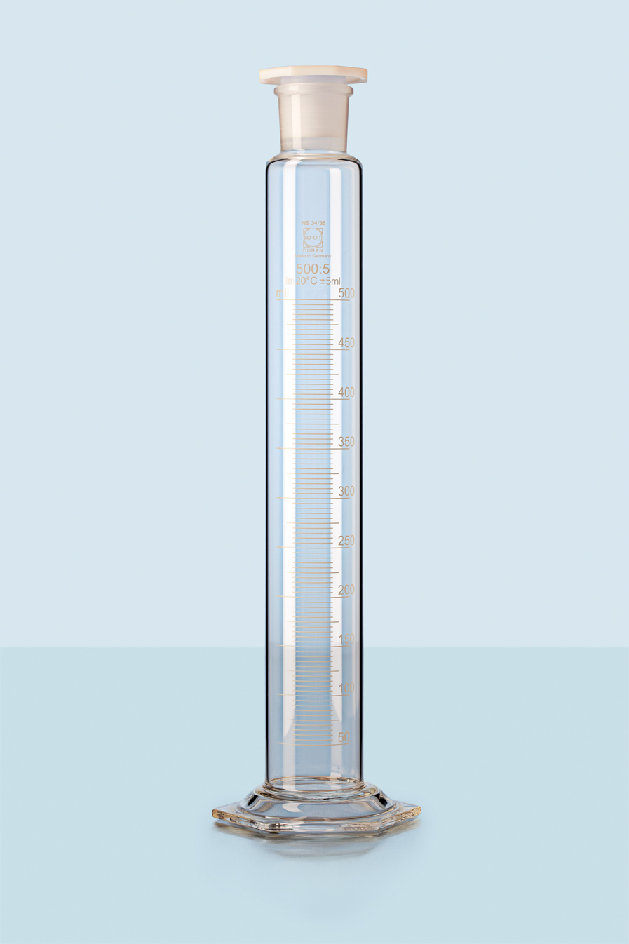 Bl.cylinder, glas, kl, hex, B, 10/19, 10ml, 2 stk