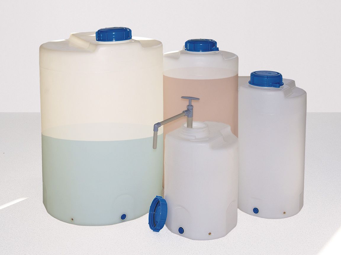 Mixing/dosing container, open. Ø 150mm, 60l, w/cap