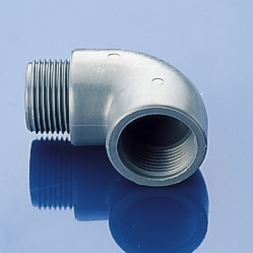 90° bend, inner-/ outer thread, PP, 1/2", NW 14mm