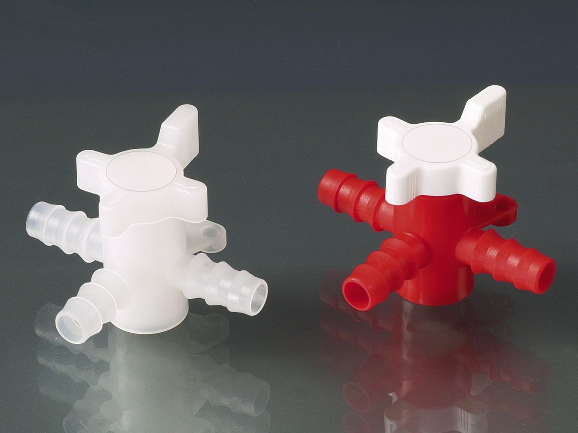 Three-way valve, PVDF, Ø7-9mm, NW 6mm, white