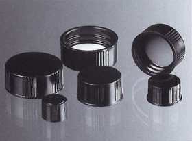 Screw cap 13-425 wo/hole, blk, butyl/PTFE, 100pcs