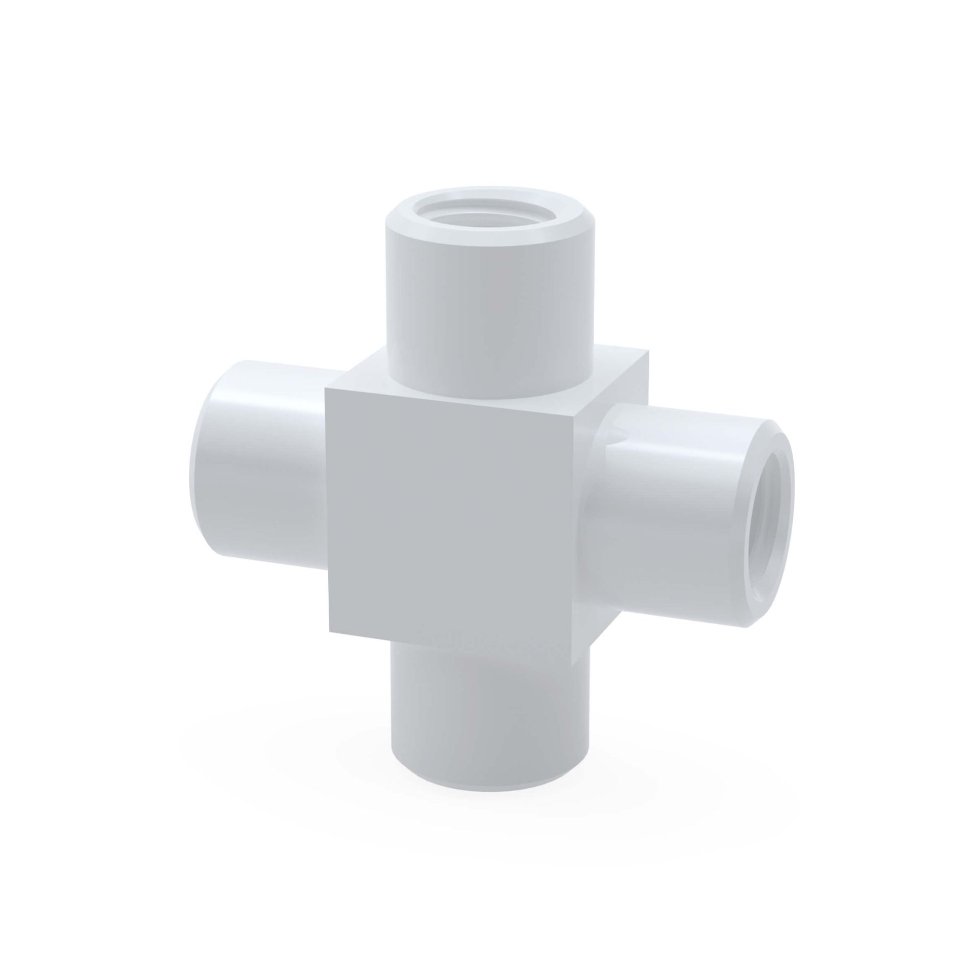 Miniature Couplings, PTFE, 4-way, 1/4"-28, Ø1,6mm