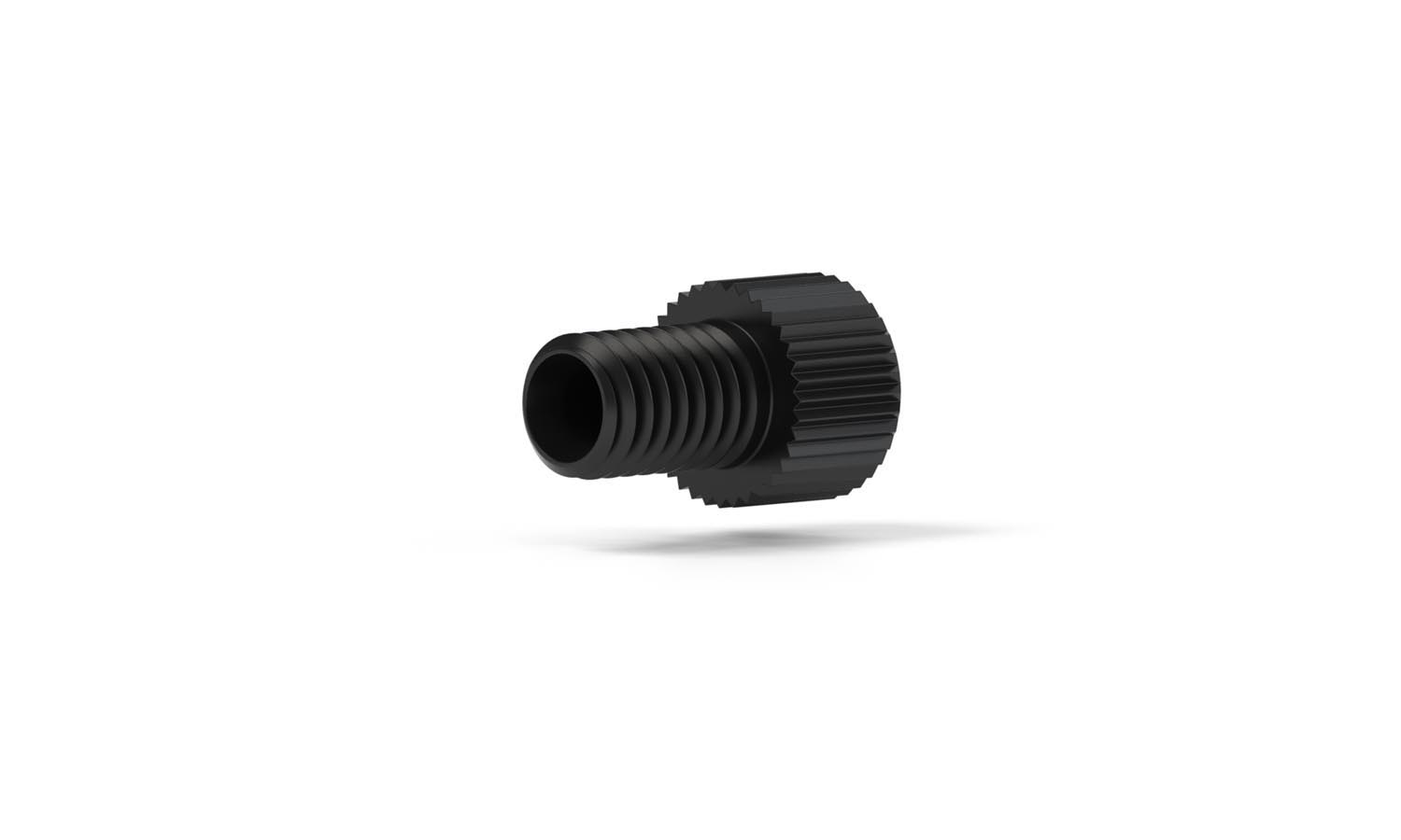 Screw flangel, Delrin, 1,8mm-1/8",M6, black, short