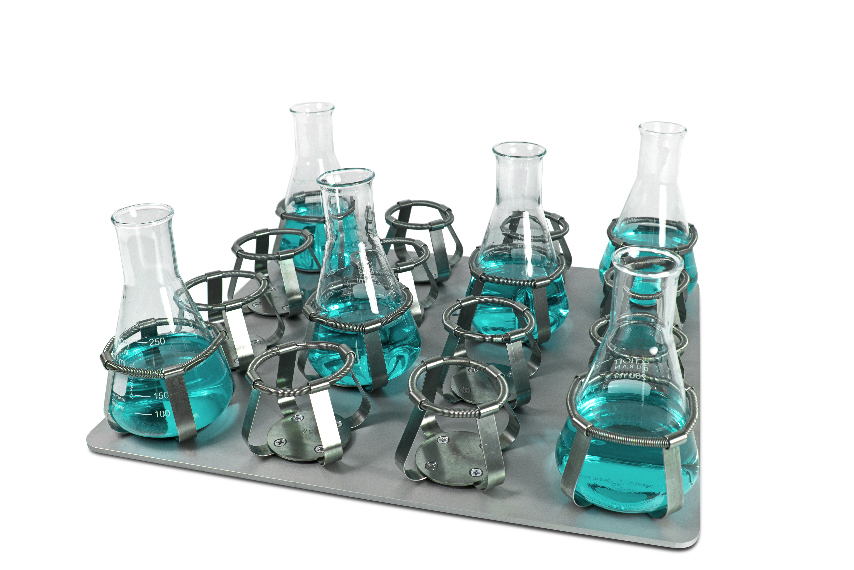 Platform with spring clamps for 16 x 250ml flasks