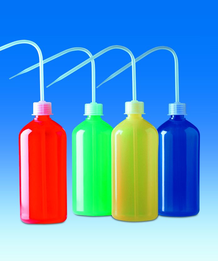 Wash bottles, 250 ml, red, 5 pcs