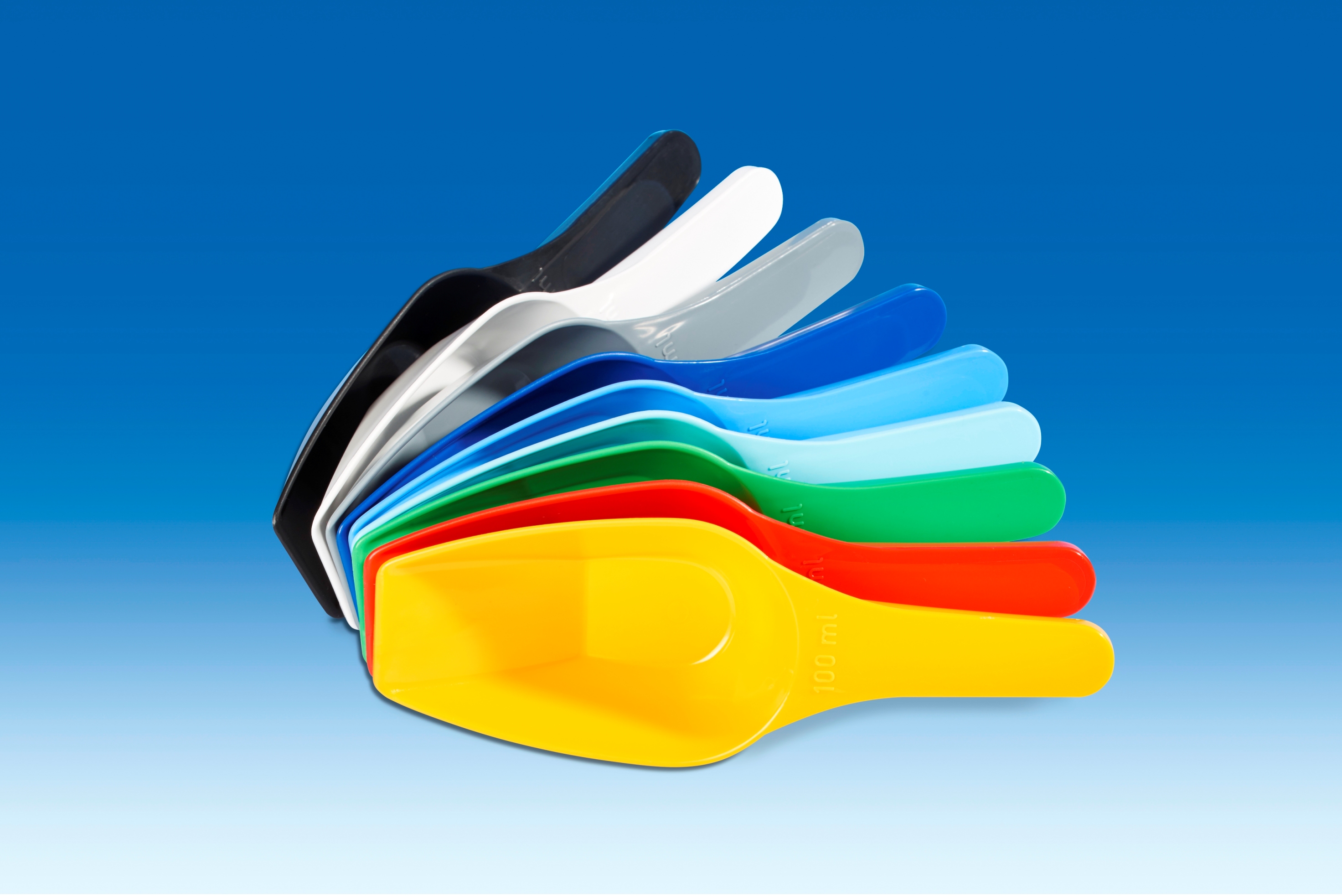 Måleske, farvet, PP, 50ml, rød, 12stk