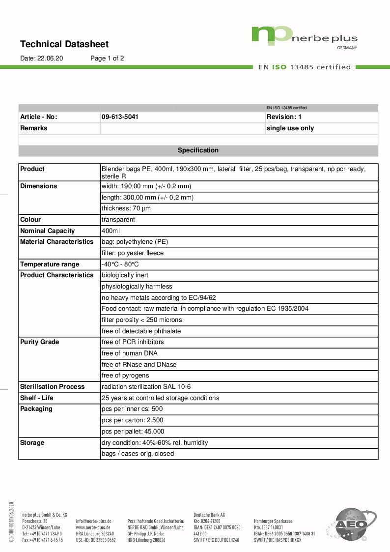 

Technical Datasheet 09 613 5041

