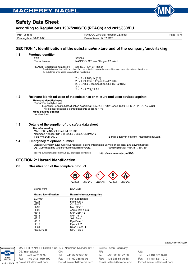 

985683 Safety datasheet

