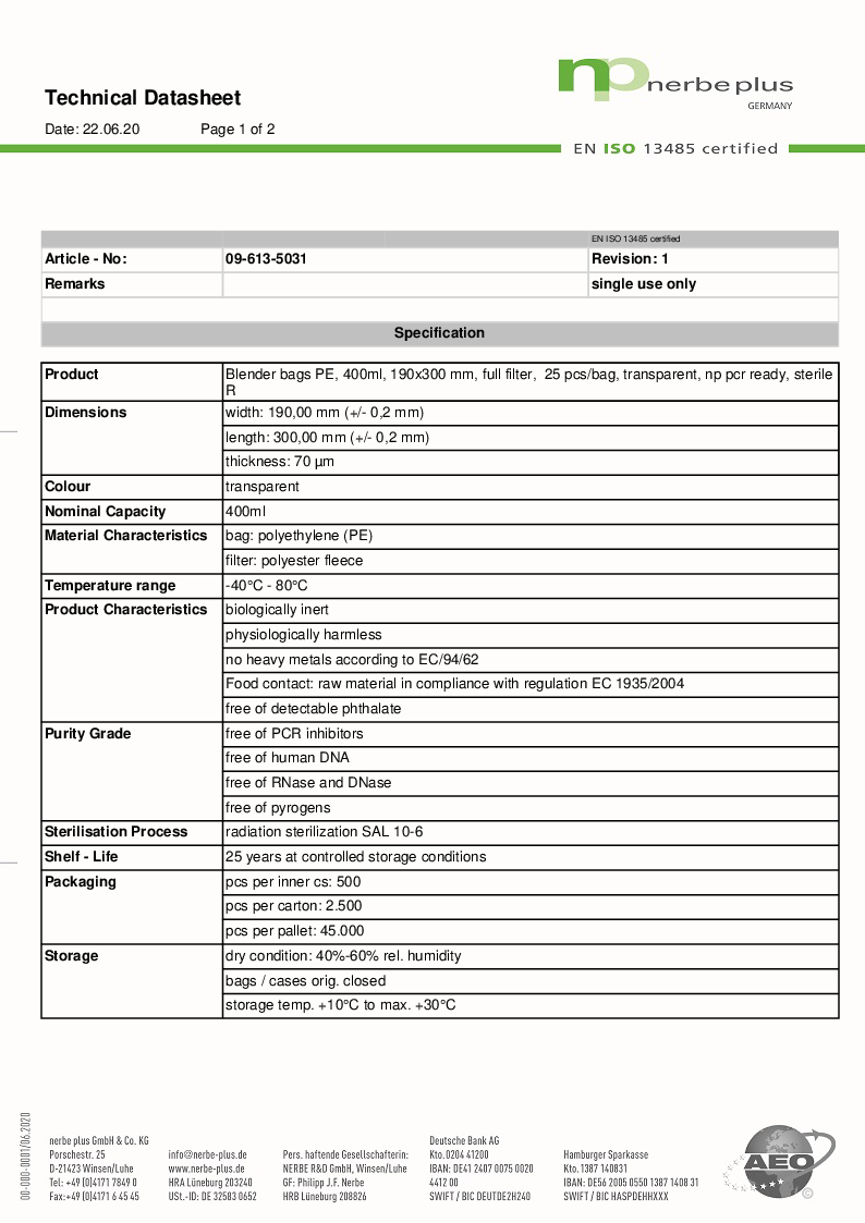 

Technical Datasheet 09 613 5031

