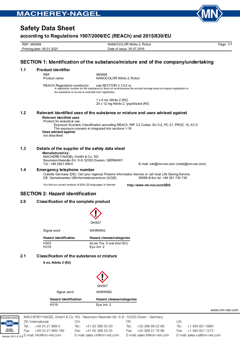 

985668 Safety datasheet

