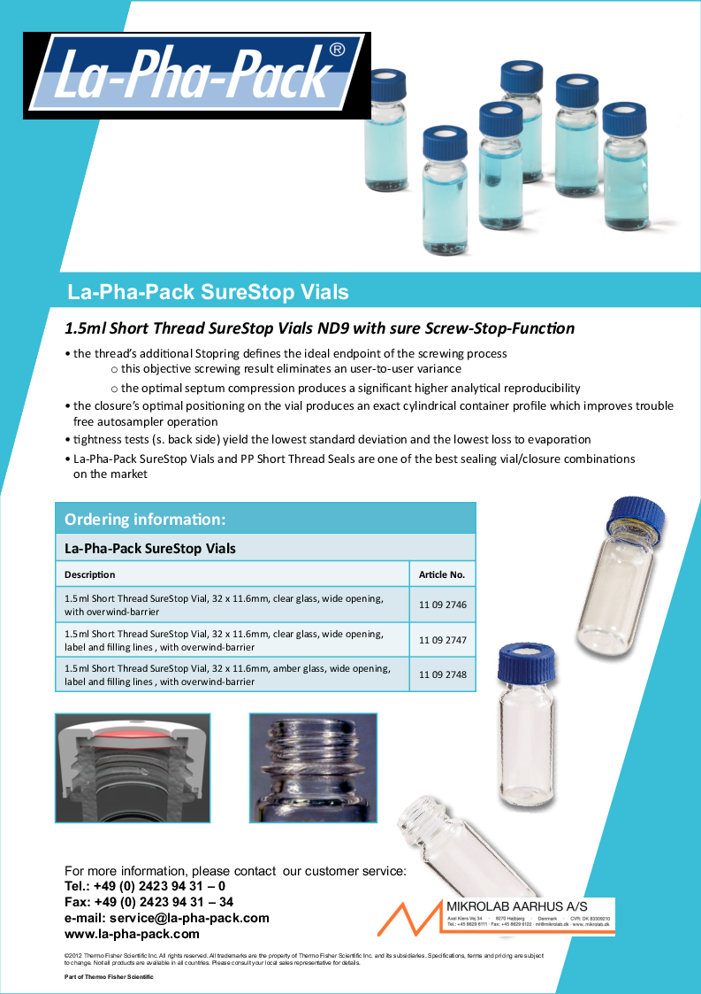 

La Pha Pack Brochure   SureStop Vials

