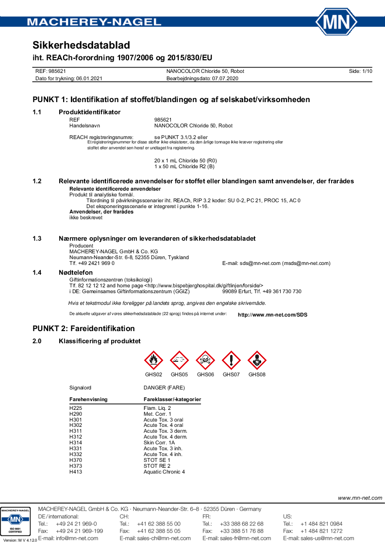 

985621 Sikkerhedsdatablad

