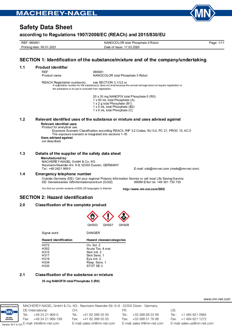 

985681 Safety datasheet

