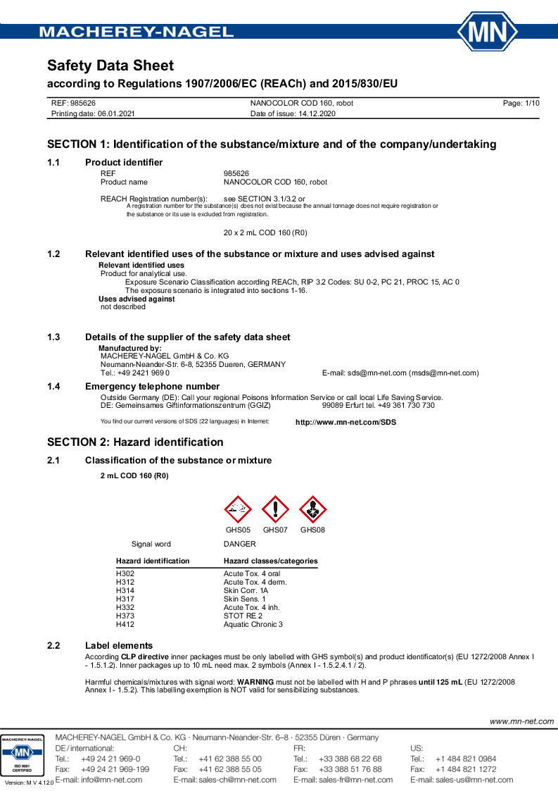 

985626 Safety datasheet

