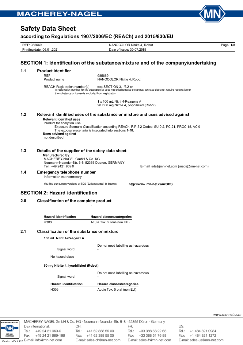 

985669 Safety datasheet

