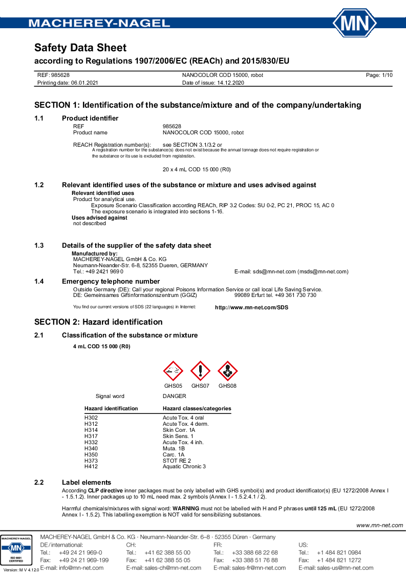 

985628 Safety datasheet

