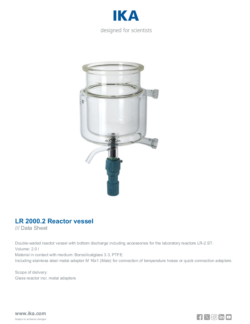 

Data Sheet LR 2000.2 Reactor vessel

