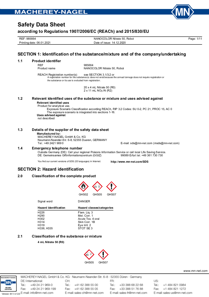 

985664 Safety datasheet

