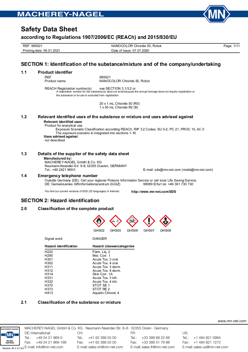 

985621 Safety datasheet

