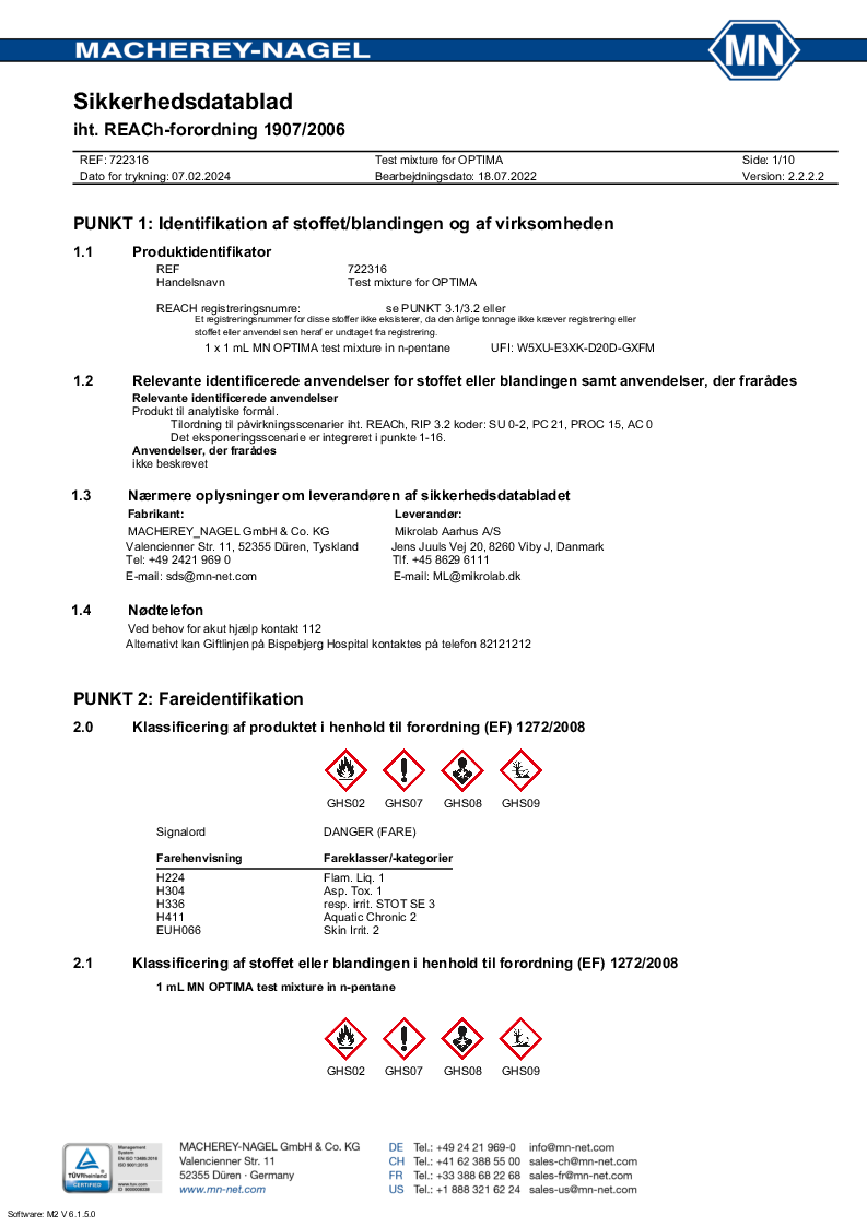 

Test mixture for MNOPTIMAin n pentane, pack Ã  1ml

