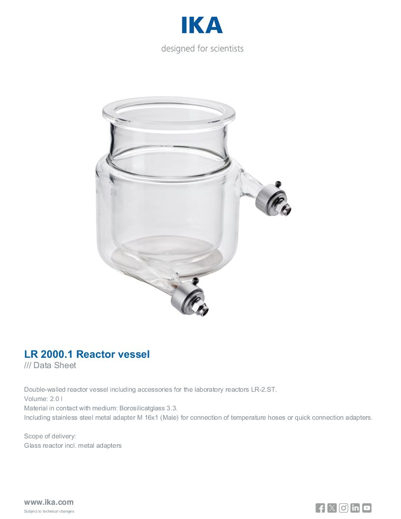 

Data Sheet LR 2000.1 Reactor vessel

