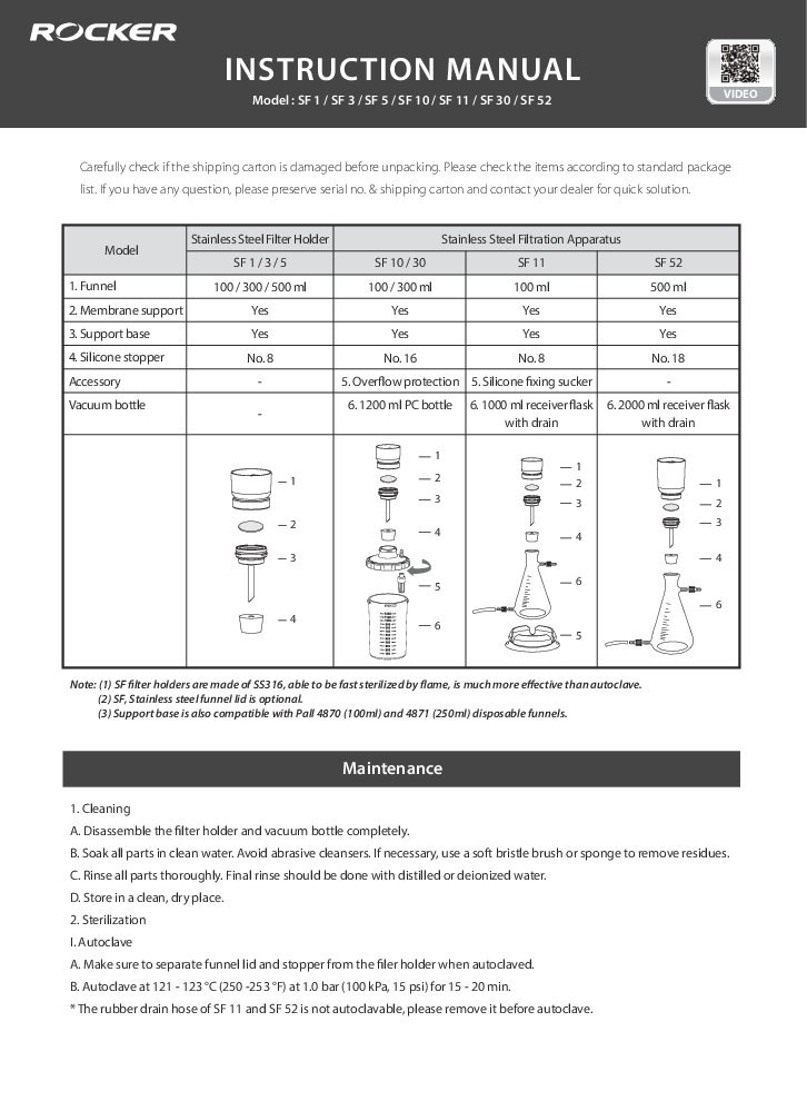 

SF Filter Holder Manual

