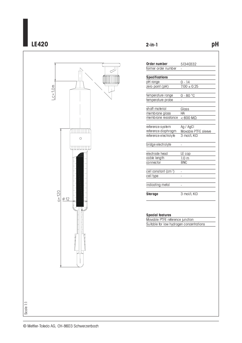 

DS LE420 EN pH elektrode

