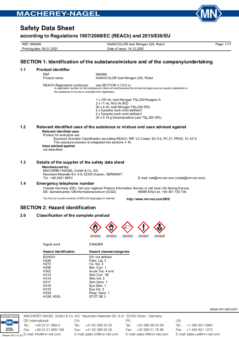 

985688 Safety datasheet

