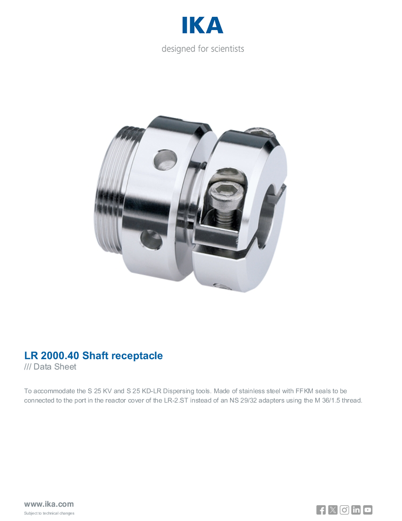 

Data Sheet LR 2000.40 Shaft receptacle

