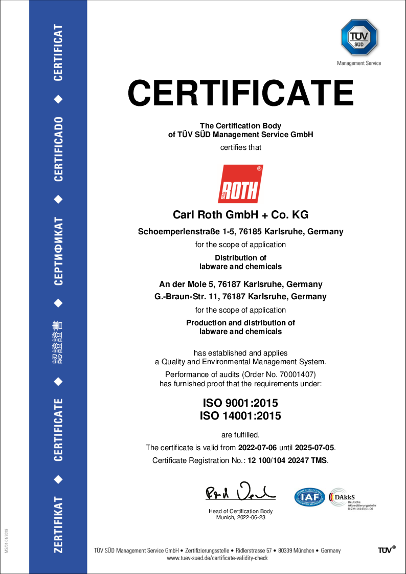 

TÜV Certificate   ISO 9001 2015 and ISO 14001 2015

