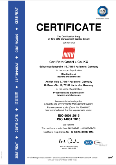 

TÜV Certificate   ISO 9001 2015 and ISO 14001 2015

