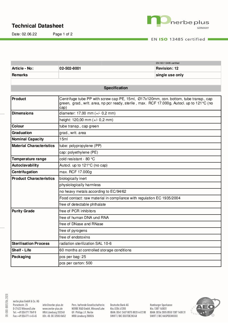 

Technical Datasheet 02 502 8001

