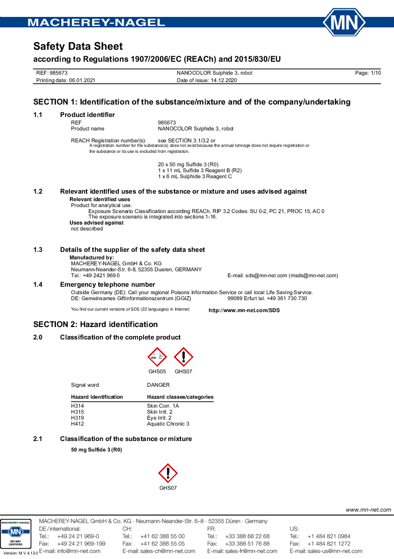 

985673 Safety datasheet

