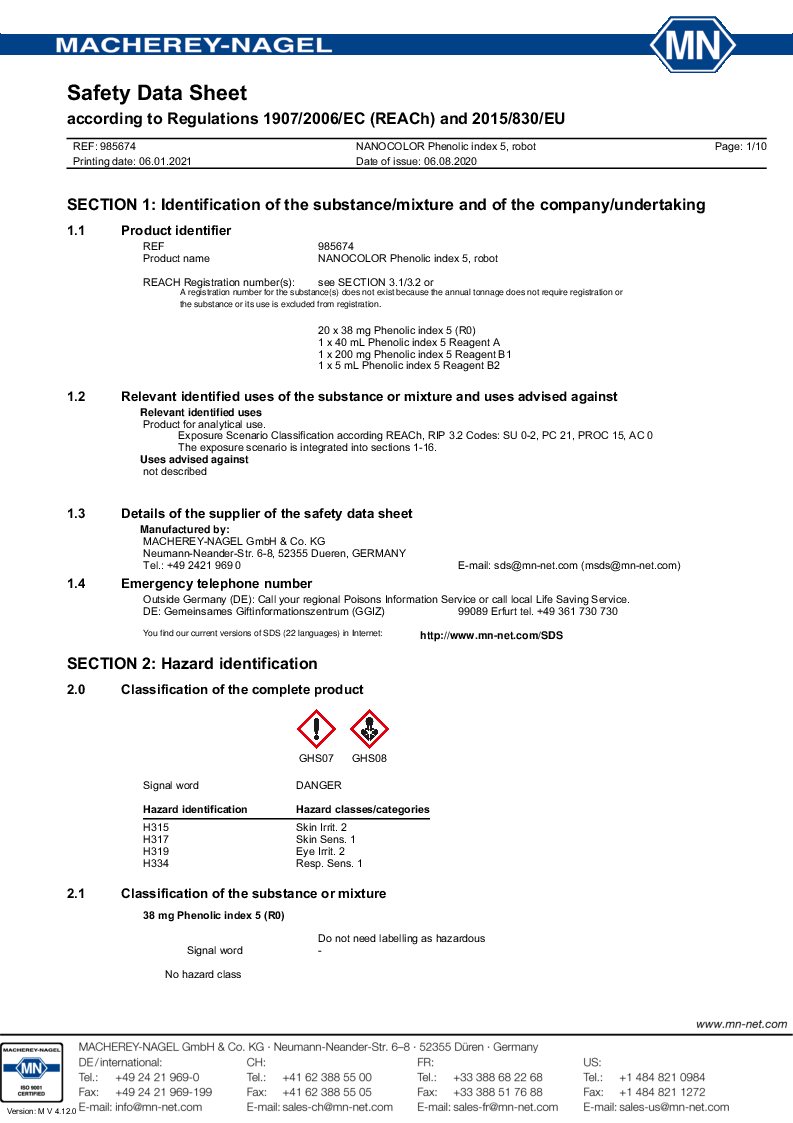 

985674 Safety datasheet

