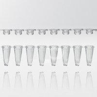 PCR tubes 0.1 ml natural PP strips w/8 tubes incl. flat caps as strips PCR ready 6.000G low profile