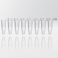 PCR tubes 0.2 ml natural PP strips w/8 tubes individually attached flat caps PCR ready 6.000G