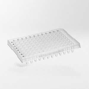 PCR plate 96 wells 0.2 ml raised rim low profile half skirt natural PP