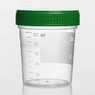 Container PP/PE 125 ml 55 x 72 mm writing area and separate green screw cap