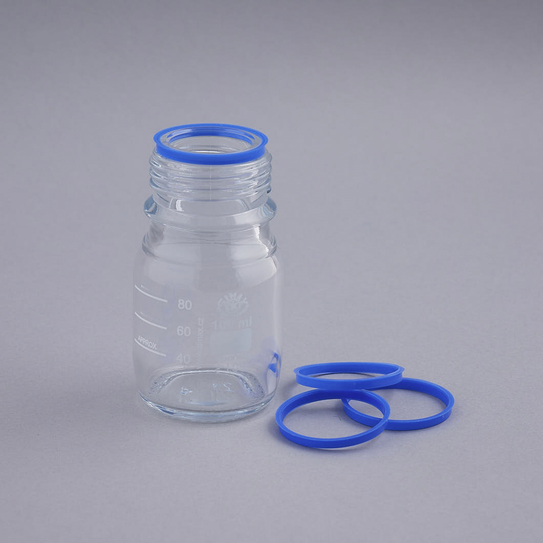 Pouring ring PP for glass bottle GL45 blue