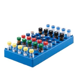 Rack for 50 pcs. N 8 and N 9 vials blue stackable 190 x 100 x 22 mm