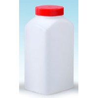 Square container HDPE 1000 ml with red screw cap 76 x 95 x 183 mm. DIN60.
