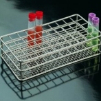 Rack stainless steel for 50 pcs. 12 mm ø test tubes 155 x 80 x 35 mm