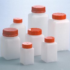 Square bottle HDPE 1000 ml h: 185 mm 95x76 mm  neck ø 58 mm screw cap with liner Sterile A