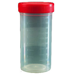 Container PP 200 ml 57 x 116 mm with mounted screw cap