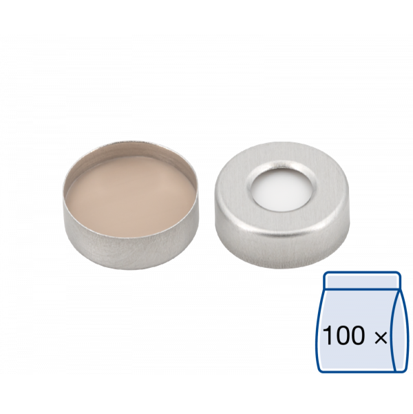 Crimp cap for N20 vial Silver Silicone/PTFE septum