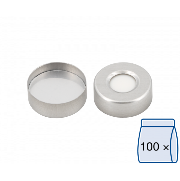 Crimp cap for N20 vial Silver Silicone/FEP/Aluminium septum