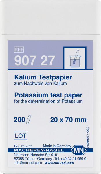 Potassium teststrips Pakke med 200 strips 20x70 mm