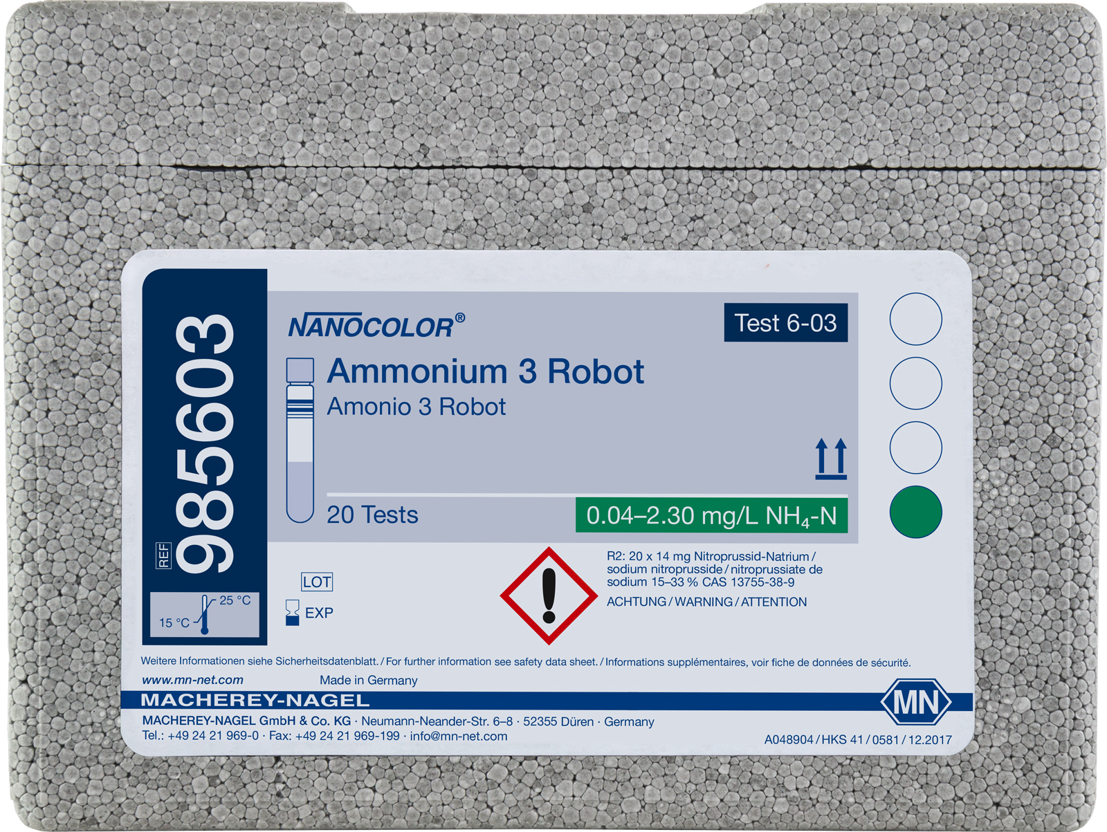 NANOCOLOR robot Ammonium 3 0.04-2.30 mg/l NH4N